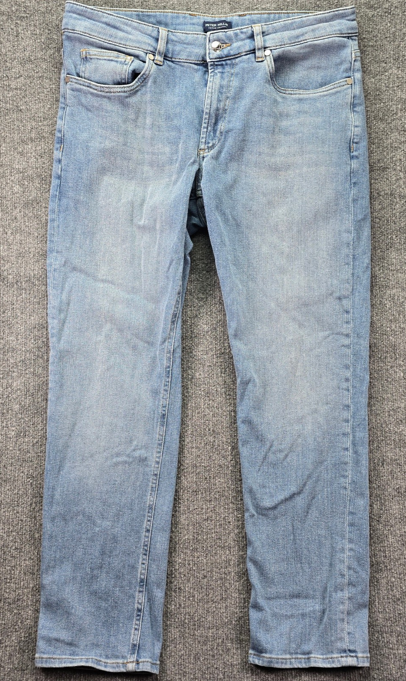 Peter Millar Crown Crafted Jeans Mens 34x30 Stonewashed Blue Denim Tailored Fit